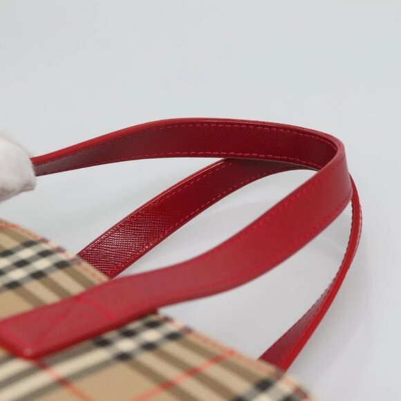 BURBERRY Nova Check Hand Bag Canvas Beige Gold Auth 120804 - Picture 9 of 16